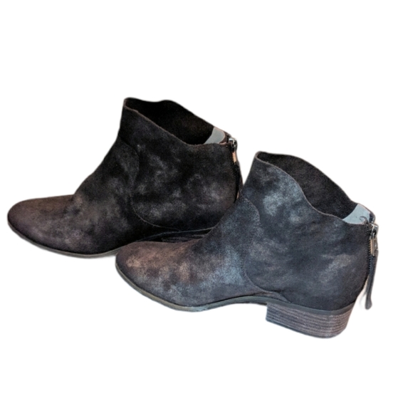 Lucky Brand Leather Suede Brown Round Toe Heeled Ankle Booties Size 6 - Picture 2 of 11